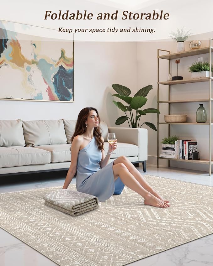 Miukiki 10x14 Area Rugs for Living Room Moroccan Washable Rugs Non Slip Indoor - Image 6