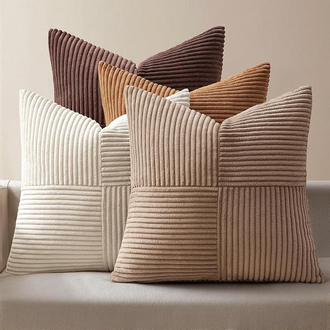 MIULEE Brown Throw Pillow Covers 16x16 Inch Set of 4 Boho Farmhouse Cushion by MIULEE