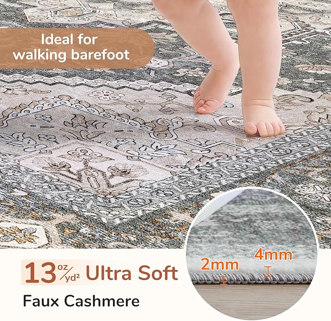 OPPODREAM Soft Area Rugs 4x6, Low-Pile Washable Rugs 4x6 - Image 2