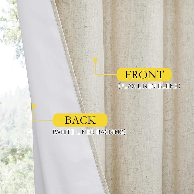 NICETOWN Full Blackout Natural Linen Cold Reducing Curtains 102" Length - Image 6