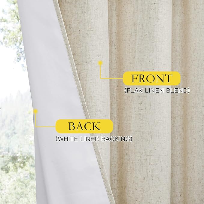 NICETOWN Natural Linen Curtains 45" Long - Image 7