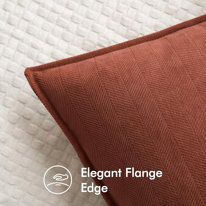 MIULEE Pack of 2 Rust Decorative Pillow Covers 18x18 Inch Soft Chenille - Image 4
