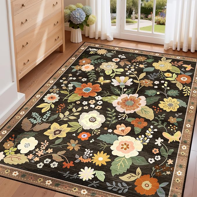 RELEANY Floral Nursery 4x6 Area Rugs Washable Print Boho Cute Carpet Non Slip - Image 7