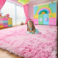 Amdrebio Tie-Dyed Pink and White Rug 5x8 by Amdrebio