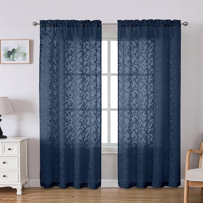 Lecloud Leia Navy Blue Sheer Curtains by Lecloud