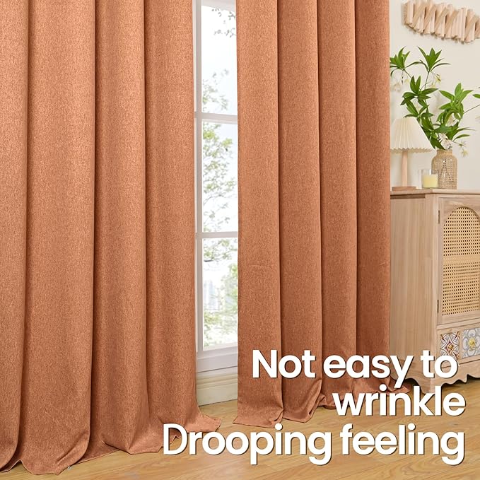 BGment Burnt Orange Curtains 63 Inch Length 2 Panels - Image 6
