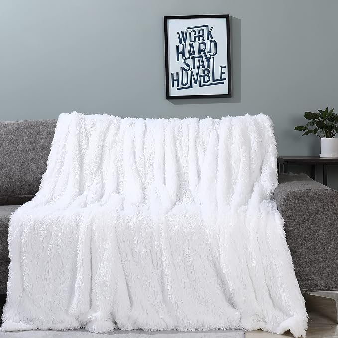 Tuddrom Decorative Extra Soft Faux Fur Blanket Twin Size 70" x 78", Solid - Image 8