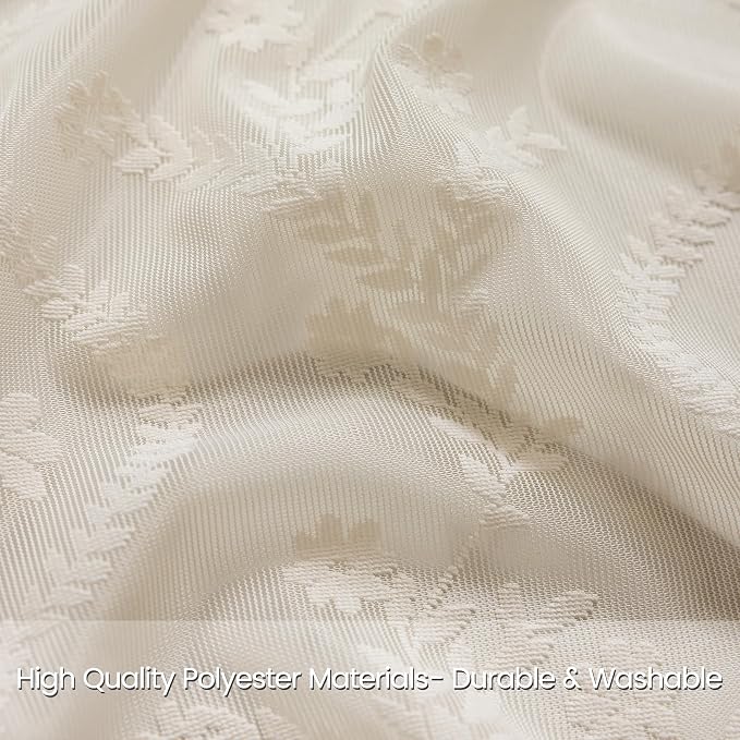 WAZZIO Boho Lace Curtains 2 Panels 90 Inches -Cute Vintage Victorian Sheer - Image 2