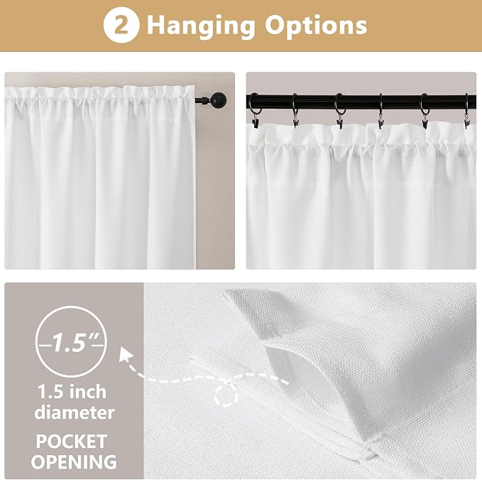 OVZME White Valance for Windows, Light Filtering Thick Textured Small Cafe - Image 6