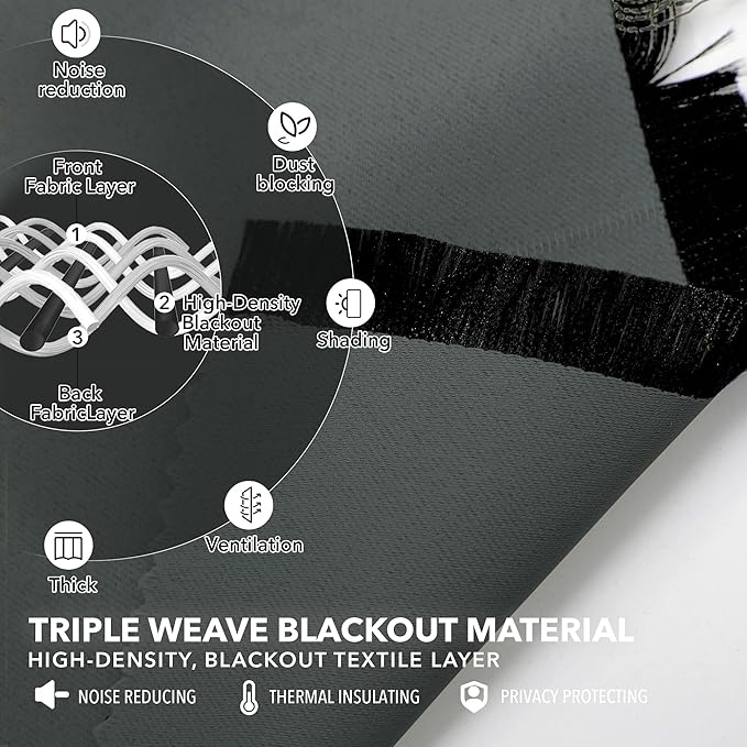 Deconovo Blackout Curtains, Thermal Insulated, W52 x L84 2 Panels, Back Tab - Image 3