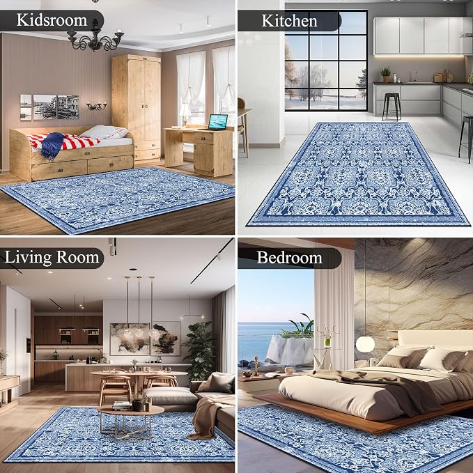 Vaukki Living Room Rug, Vintage Shaggy Soft Laundry Rug, Non Slip Kitchen Area - Image 3
