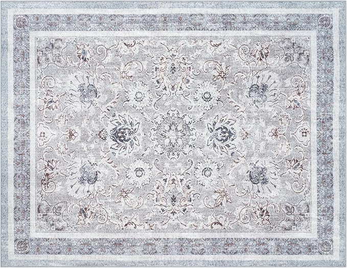 Phantoscope Washable Area Rug 9'x12' Non-Slip, Vintage Neutral Rugs - Image 2