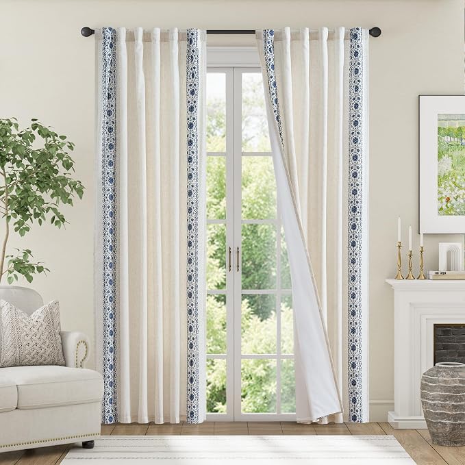 jinchan Weslie Boho Lined Linen Curtains - Image 3