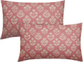 Pink Pillow Covers 12x20 Inch Set of 2, Cream Floral Block Print Pattern Lumbar by Sivirary