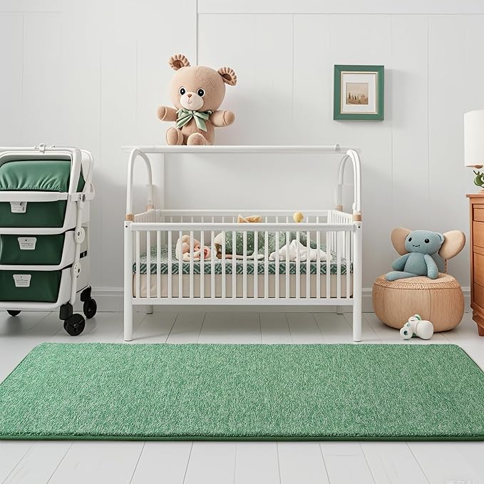 Keeko Soft Hallway Runner Rug, 2x6 Green Entryway Runner Rugs - Image 6