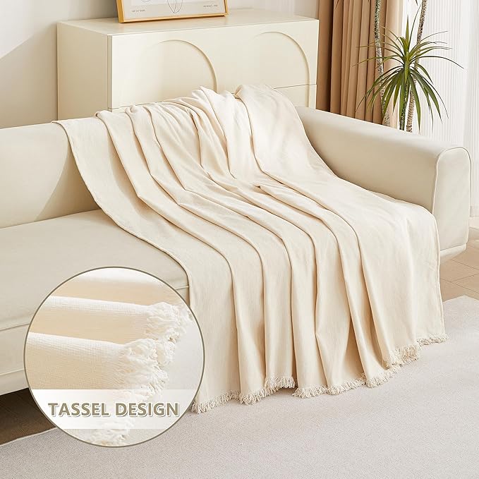 MYSKY HOME Boho Couch Cover Beige Sofa Covers - Image 3