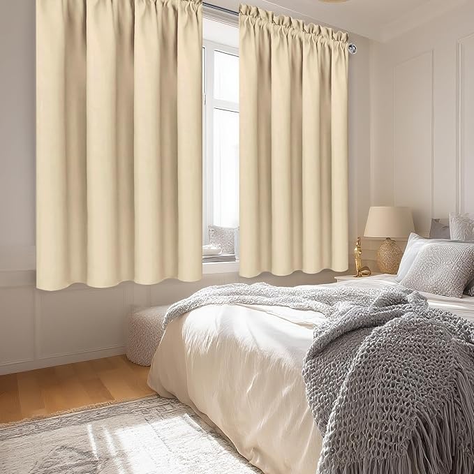 DWCN Beige Curtains for Bedroom Thermal Insulated Room Darkening Drapes for - Image 2