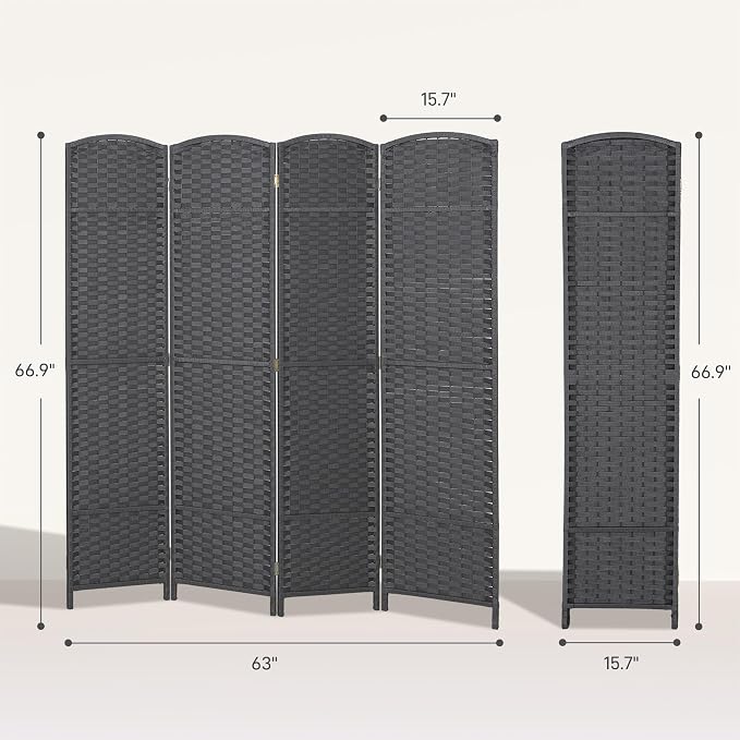 HOMCOM Room Divider, 4 Panel Folding Privacy Screen, 5.6' Tall Freestanding - Image 7