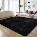 KCHOWUA Thick Area Rug Black Fluffy Shag 5x8 by KICHOWUA