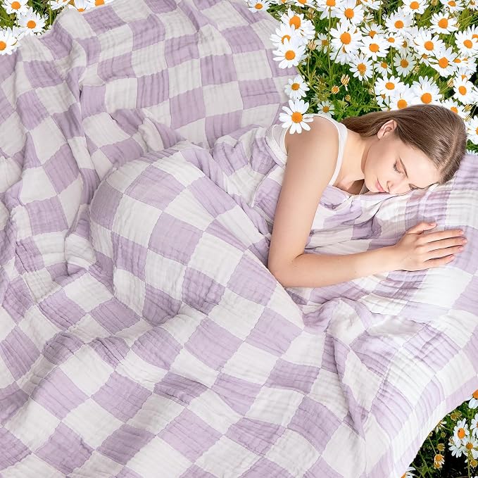 EMME Checkered Cotton Blanket Queen Size - Image 2