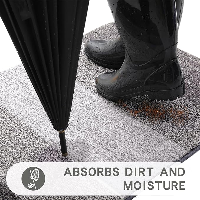Kitinjoy Indoor Outdoor Door Mat, 71x47 Non-Slip Absorbent Dirt Trapper - Image 2