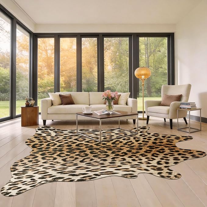 BENRON Premium Leopard Rugs for Living Room Bedroom, Non-Slip Throw Rug for - Image 2