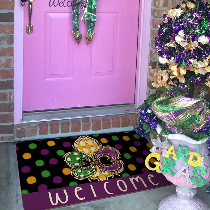 Mardi Gras Door Mat, Entryway Front Porch Welcome Mat - Image 5