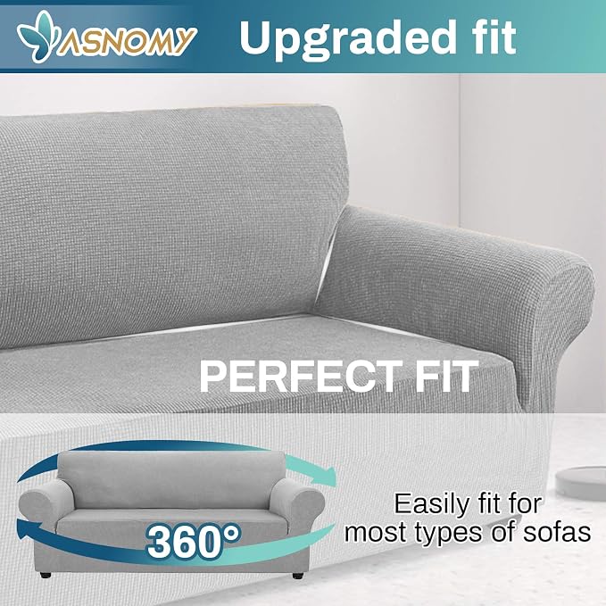 Asnomy Couch Covers for 3 Cushion Couch Stretch Sofa Covers Slipcovers - Image 4