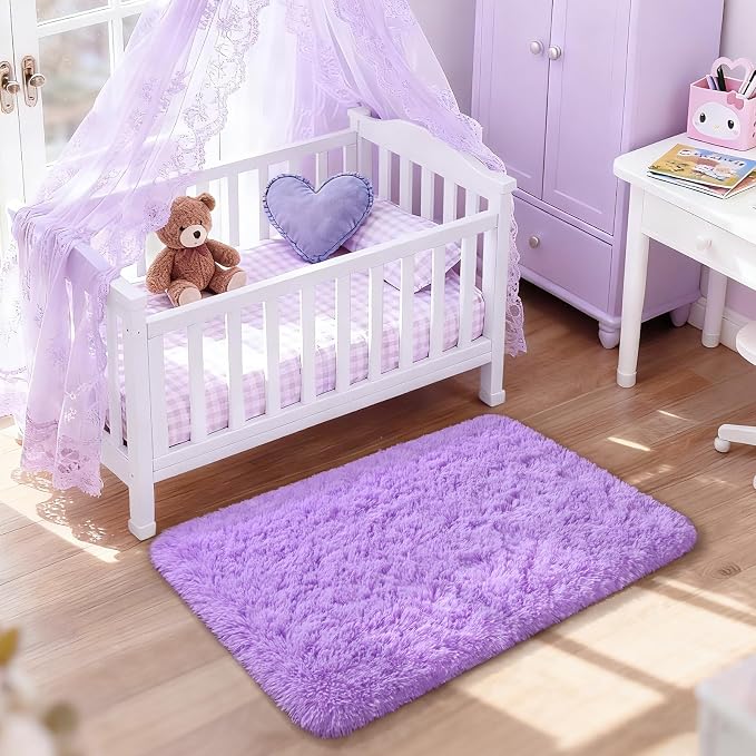 Merelax Fluffy Rug Shaggy Area Rug, Mini Fuzzy Plush Kids Bedside Rug, Soft - Image 2