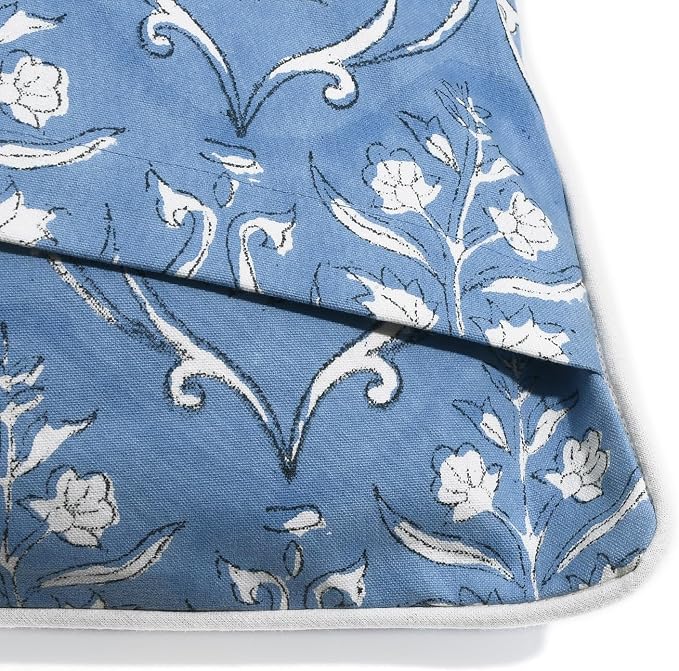 Ridhi Block Print Cornflower Blue Pillow Cover 18" x 18" Decorative Couch - Image 7