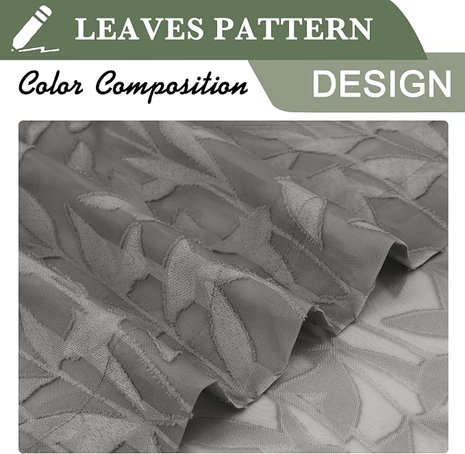 Lecloud Leia Charcoal Grey Sheer Curtains 45 Inch Length 2 Panels, Elegant - Image 8