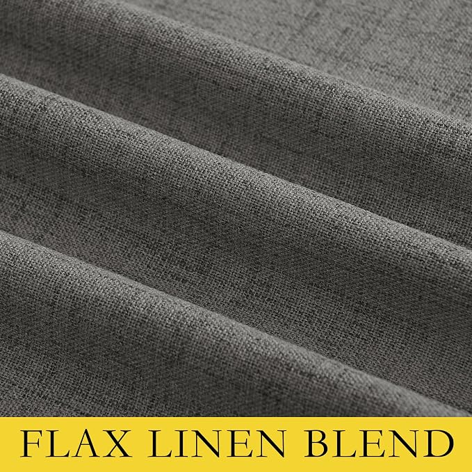 NICETOWN Grizzle Gray Vintage Linen 100% Blackout Curtains - Image 8