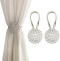 Magnetic Tiebacks for Curtains, 2 Pack Sparkling Crystal Flower Curtain by FOZUBOYO