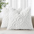 decorUhome Throw Pillow Covers 24x24 Inch Set of 2, Soft Plush Faux Wool White by decorUhome