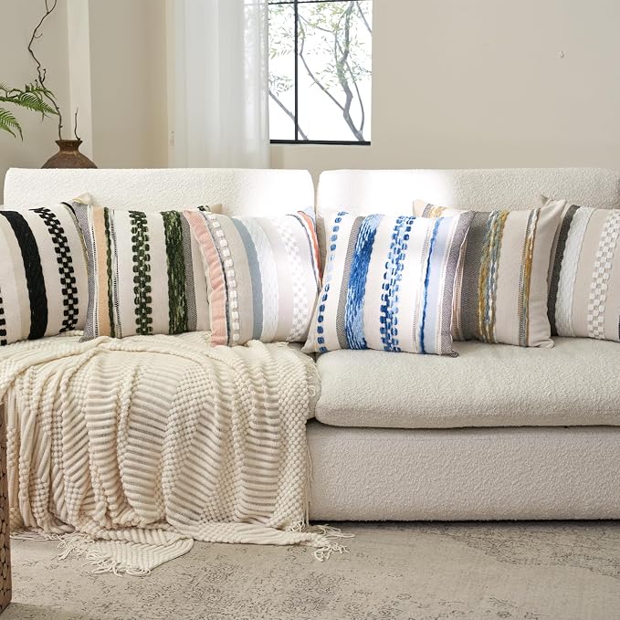 Aeckself Boho Throw Pillow Covers 18x18 Inch Set of 2, Farmhouse Decorative - Image 5