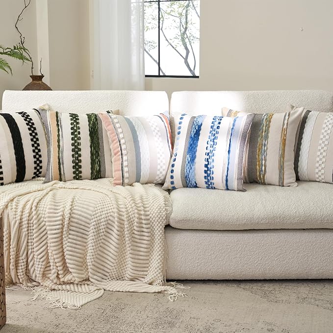 Aeckself Boho Throw Pillow Covers 18x18 Inch Set of 2, Farmhouse Decorative - Image 7