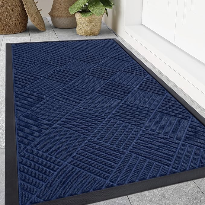 Smiry Front Door Mat Outside Entrance, Heavy Duty Outdoor Indoor Natural Rubber by Smiry