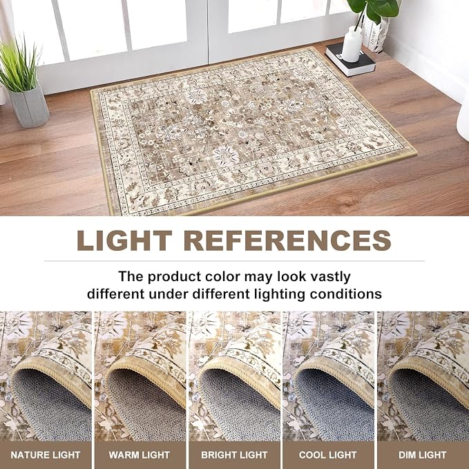 LOKHOM Washable Area Rug, 2x3 Non-Slip Hallway Rug Vintage Soft Small Kitchen - Image 4