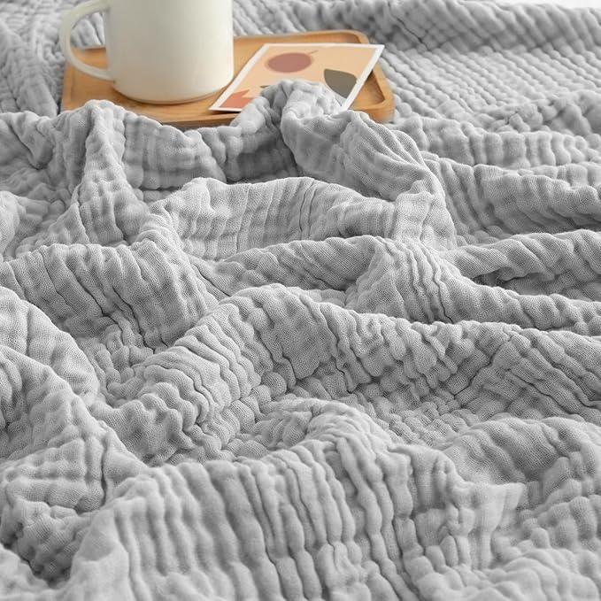 EMME Cotton Muslin Large Throw Blanket Couch Breathable Gauze Soft Lightweight by EMME