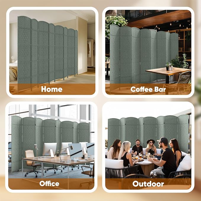 JOSTYLE Room Divider 6ft. Tall Extra Wide Privacy Screen, 8-Panel Folding - Image 8