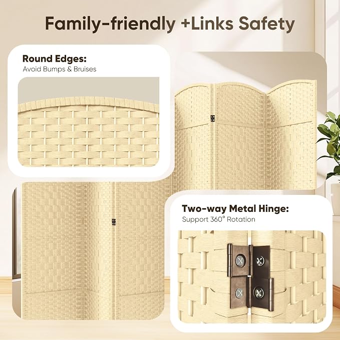 JOSTYLE Room Divider 6ft. Tall Extra Wide Wall Divider - Image 6