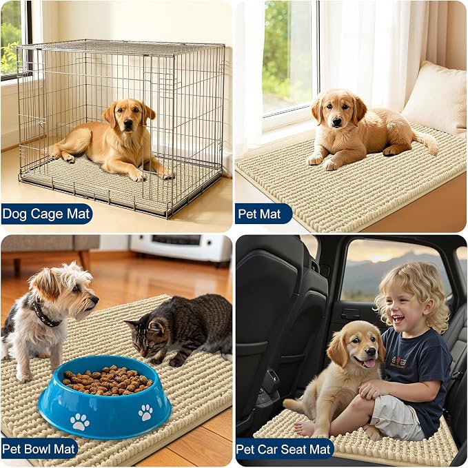 OLANLY Dog Door Mat for Muddy Paws 47x20, Ultra Absorbent Chenille Mud Doormat - Image 7