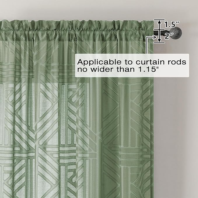 Simplebrand Sage Green Sheer Curtains 72 Inch Length 2 Panels - Image 4