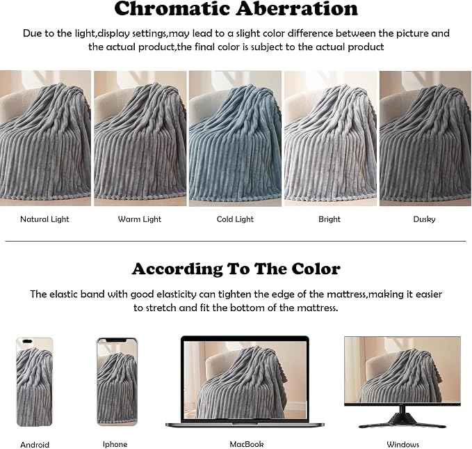 NEWCOSPLAY Super Soft Throw Blanket Light Grey Premium Silky Flannel Fleece 3D - Image 6