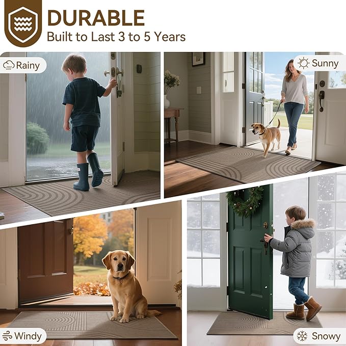 Front Door Mat 24''x35'', Absorbent Dirt Resist Washable Non Slip Low-Profile - Image 9