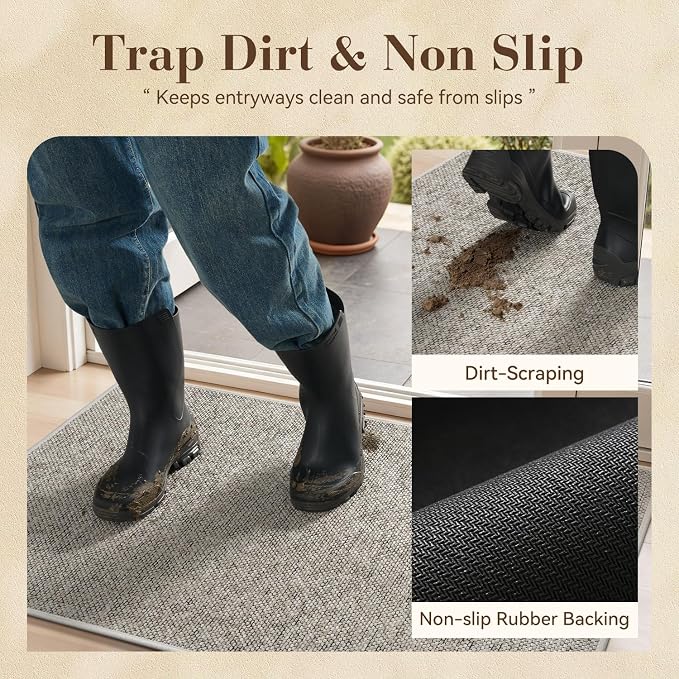 MontVoo Door Mat Indoor Entrance Doormat, Absorbent Durable Rubber Non Slip - Image 3