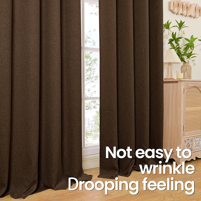 BGment Dark Brown Linen Curtains - Image 7