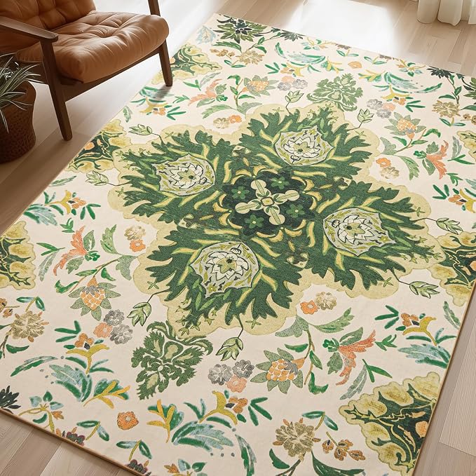 Phantoscope Washable Area Rug 5'x7' Non-Slip, Vintage Boho Rugs by Phantoscope