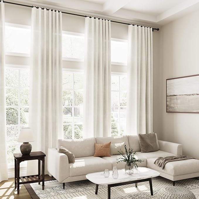 Cream Linen Curtains 123 Inches Long - Image 7