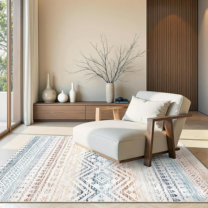 Miukiki 4x6 Area Rug for Living Room Moroccan Washable Rugs Non Slip Indoor by Miukiki
